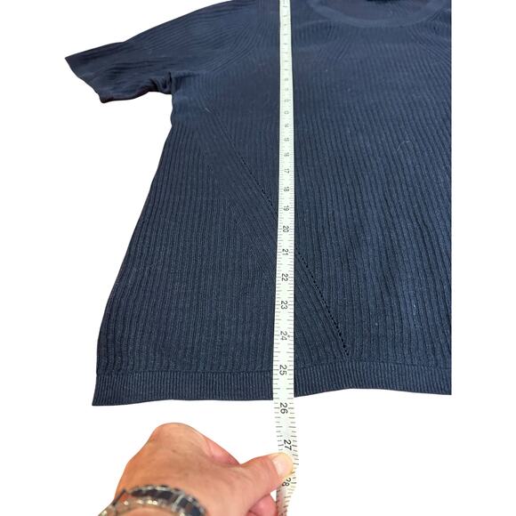 ANN TAYLOR Navy Blue Linen Short Sleeve Round Neck Pullover Sweater Women's XL - Picture 3 of 8